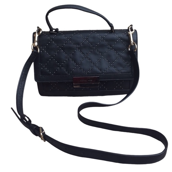 Michael Kors Black Micro Stud Callie Quilted Medium Crossbody Messenger - Picture 1 of 16